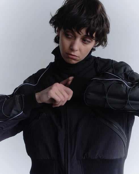 CODE MAZE ECO FABRIC BOMBER JACKET -BLACK (BAMBOO CHARCOAL)-